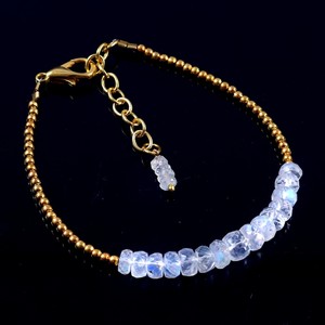 Natural <b>Rainbow</b> Moonstone Gemstone Rondelle Faceted Beaded <b>Bracelet</b> 6 Inch Blue Fire 925 Sterling Silver 14K Gold Plated - Product Image 2