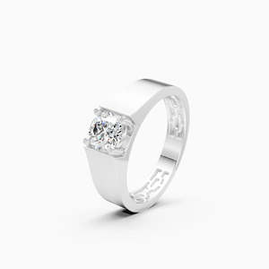 Bague à motif géométrique intérieur avec diamant de laboratoire de 1,51 ct, solitaire central rond audacieux en or jaune, blanc et rose 9 carats - Product Image 2
