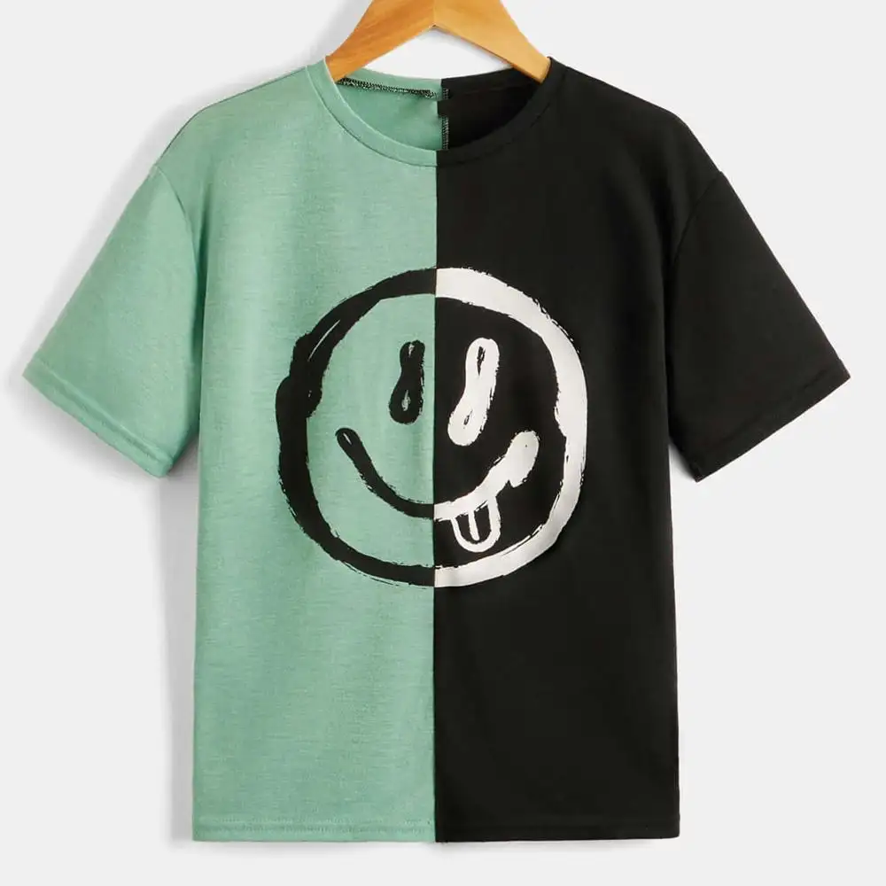 Ucuz fiyat yarım kollu iki ton çocuk Boys T-shirt yuvarlak boyun yeni t shirt erkekler için gevşek fit nefes pakistan'da yapılan