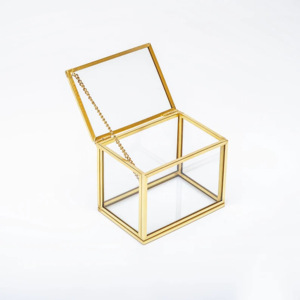 2025 Venta al por mayor Mini cajas de vidrio con borde de metal de latón para anillos y accesorios Almacenamiento y decoraciones - Product Image 4