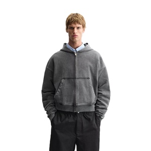Sweat-shirts à capuche pour homme personnalisés de qualité supérieure, délavés à l'acide, à épaules tombantes, nouvelle mode streetwear, thermique, 100% coton, décontractés, à fermeture éclair - Product Image 1
