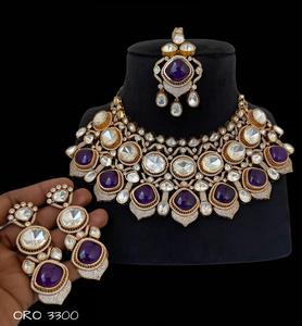 Conjunto de Gargantilla nupcial Royal Kundan, collar de moda, circón brillante diseñado para mujeres y niñas para compromiso de boda - Product Image 3