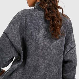 Nueva sudadera con cremallera de ácido personalizada de Invierno para mujer, aspecto Vintage sólido, algodón de poliéster de gran tamaño, informal, respetuosa con el medio ambiente para invierno - Product Image 6