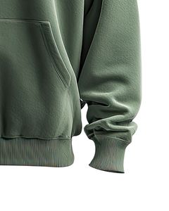 Sudadera con capucha verde oliva de gran tamaño para hombre con bolsillo canguro diseño de hombro caído ropa de calle informal de lana suave - Product Image 6