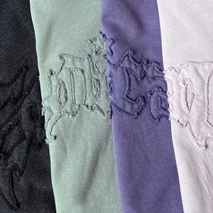 Sudadera con capucha de lana de gran tamaño con lavado ácido 500 Gsm Vintage Unisex, parche bordado con cremallera de felpa alta personalizado, trabajo desgastado 100% algodón - Product Image 4