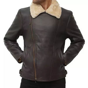 2025 flambant neuf hommes classique hiver veste de haute qualité en cuir de mouton véritable revers col noir personnalisé hommes vestes - Product Image 3
