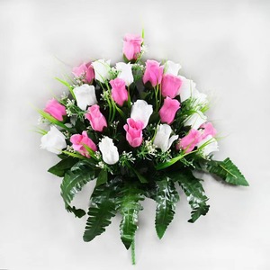 Custom Multi-Color Artificial Silk <strong>Memorial</strong> Rose <strong>Grave</strong> Vase Decoration Outdoor Funeral Bouquet for Gravestones for Mother's Day - Product Image 5