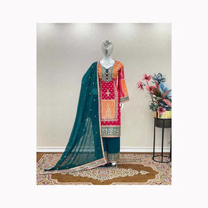 Señoras étnicas Salwar Kameez pakistaní indio Punjabi algodón césped gasa vestido señoras Suites desgaste - Product Image 1