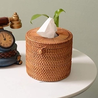 Boîte de rangement multifonction en rotin classique de haute qualité, fabrication artisanale, emballage écologique, décoration intérieure, 14h15cm, marque CHS, vente en gros