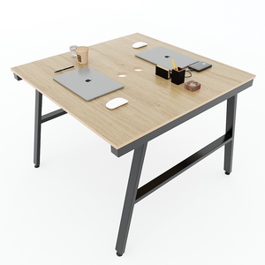 Table d'appoint minimaliste Aconcept HBAC051 en 2 parties, 100x100cm, en contreplaqué mélaminé avec pieds en fer - Product Image 1