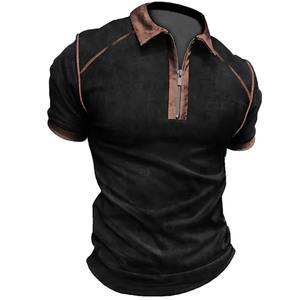 Pull d'été de luxe pour hommes T-shirts en jersey à manches courtes de haute qualité Vêtements décontractés respirants à fermeture éclair avec motif imprimé - Product Image 5