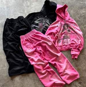 Último diseño estilo personalizado conjunto de gran tamaño moda Streetwear diseño corte y cosido impresión Logo deportes Jogger hombres chándal - Product Image 6