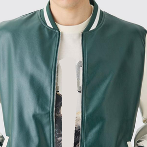Veste de baseball varsity pour homme de haute qualité fabriquée par un fabricant OEM, broderie personnalisée, manches en cuir, veste coupe-vent - Product Image 5