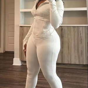 Femmes deux pièces tenues automne entraînement sweat-shirt zippé et survêtement Flare Yoga pantalon Gym survêtements 2 pièces ensemble - Product Image 3