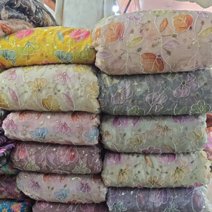 Tela de Georgette Bordada de Primera Calidad para Diseñadores, Estilo Jacquard Floral para Niños y Niñas, Peso Medio para Prendas de Vestir - Product Image 1