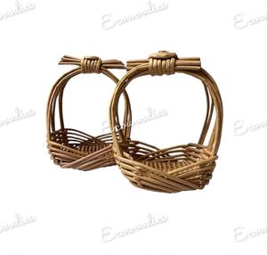 Cesta organizadora redonda bonita y pequeña, Juego de 2 bandejas de mimbre para servir, almacenamiento de panadería, almacenamiento de pan, cesta de regalo con asa - Product Image 3