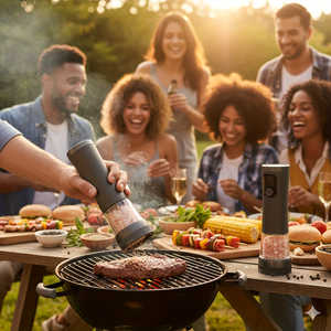 Juego de Molinillos Eléctricos Portátiles para Pimienta y Sal, 2 Piezas con Base, Recargables por USB, Operación con una Mano, Grosor Ajustable - Product Image 3