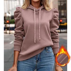 Sweat à capuche long simple et solide pour femmes pulls décontractés anti-rides et respectueux de l'environnement pour l'automne et l'hiver - Product Image 5