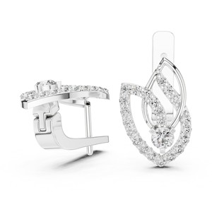 Round Moissanite Leaf Petal <b>Stud</b> Earrings 925 <b>Sterling</b> <b>Silver</b> Collet Prong 46-Stone - Product Image 5