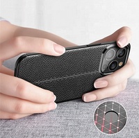 Coque de téléphone en Fiber de carbone, Texture Litchi pour iPhone 14 Pro Max, housse de protection arrière pour iPhone 14 14 pro 14 max