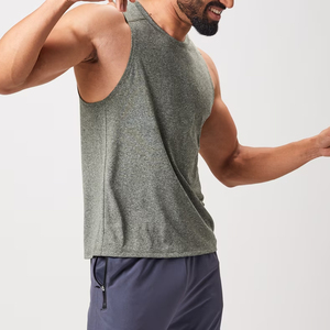GYM Fitness Deep Round Neck Tank Top Algodón Hombres Deportes Tallas grandes Transpirable Racerback Tank Top para la venta - Product Image 4