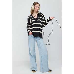 Suéter Casual a Rayas con Detalle de Lazos Cruzados en la Parte Delantera, 100% Acrílico - Product Image 4