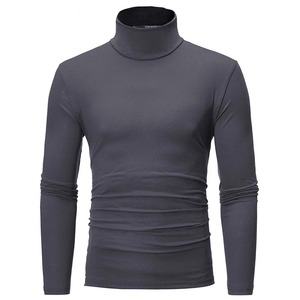 Automne hiver hommes col haut T-shirt Slim Fit mode haute élastique à manches longues décontracté respirant vêtements pull - Product Image 3