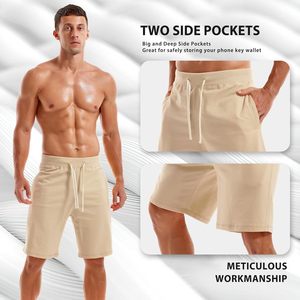 Shorts pour hommes Essential Style, 100% coton, uni, respirant, extensible, confortable, durable, prêt pour l'entraînement en plein air, vêtements de sport en toile - Product Image 3