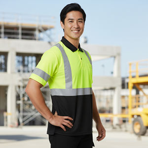 เสื้อยืดนิรภัยผู้ชายแขนสั้นทรงโอเวอร์ไซส์ 2 สี ผ้าโพลีเอสเตอร์ 100% มาตรฐาน Hi-Vis ANSI Class 2 พร้อมแถบสะท้อนแสง ปักโลโก้ได้ กันน้ำ ไฟ LED - Product Image 5