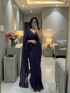 Sari Indio Pakistaní para Mujer, Hermoso Sari de Seda Espacial con Bordado a Mano para Bodas, Sari Pesado - Product Image 2