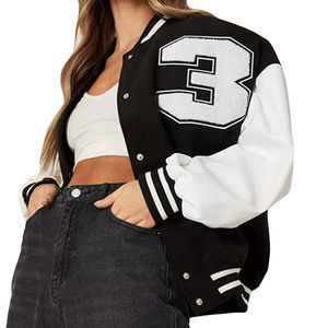 Veste de baseball à manches longues pour femmes de haute qualité Logo personnalisé imprimé peau de mouton vierge hiver bouton de taille XL - Product Image 5