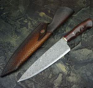 Random Damascus มีดทำครัวสำหรับเชฟ,มีดทำครัวคุณภาพเยี่ยมมีดทำครัวทำจากเหล็กดามัสกัสด้ามจับไม้ Wangy - Product Image 3