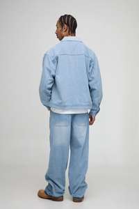 แจ็กเก็ตผ้ายีนส์กระดุมหน้ามีกระเป๋าด้านหน้ามีสองสีสำหรับฤดูหนาวและฤดูใบไม้ร่วง - Product Image 3