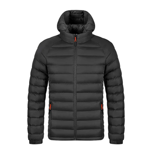 Veste matelassée en toile personnalisée pour homme avec col montant, imperméable, à capuche, logo frontal - Manteau d'hiver promotionnel - Product Image 2