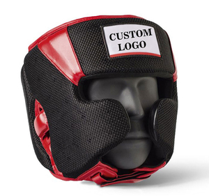 Équipement de boxe avec logo personnalisé casque de sécurité réglable casque de boxe pour l'entraînement prix de gros protège-tête en cuir véritable - Product Image 1