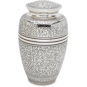 Urnes de crémation les plus vendues Urne funéraire design de luxe de bonne qualité en métal couleur argent pour les amoureux - Product Image 1