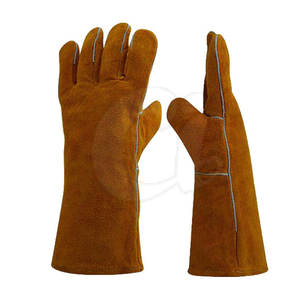 Gants de soudage en cuir de couleur personnalisée écologique, de qualité en stock, conçus pour les métiers - Product Image 2