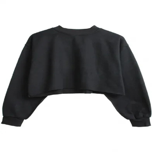 Long <b>Sleeve</b> Crewneck Crop Top Casual Solid Custom logo Workout Cropped Pullover <b>Sweatshirt</b> for Women's Customized Breathable - Product Image 5