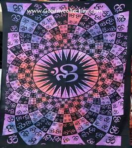 Multi Ohm <b>Tie</b>-<b>dye</b> Print Fashion Wall Hanging Tapestries Cotton Fabric BedSheet Single Size for Home Decoration GC-TP-177 - Product Image 3