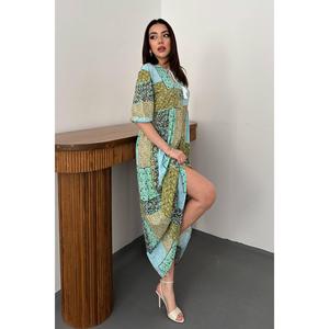 Green <b>Loose</b> Patterned <b>Dress</b> - Green - Product Image 2