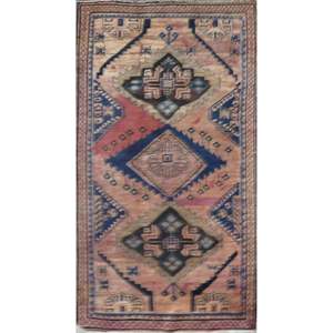 One Of The Kind Hand-Knotted <b>Wool</b> Rug _ Luxurious Vintage Design, 7'1 x 3'8, Artisan <b>Crafted</b> - Product Image 1