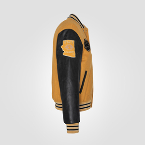 Chaqueta universitaria de chenilla de lana 100% personalizada para hombre, parches bordados de béisbol universitario de alta calidad, Mangas de cuero de estilo callejero - Product Image 3