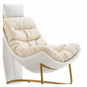 Fauteuil d'appoint semi-circulaire moderne, canapé de loisirs rembourré, coussin en mousse, pieds en métal pour salon, mobilier de maison - Product Image 4