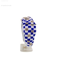 Serre-tête tendance fait main personnalisé, brodé en forme de feuille nouée, à bord large, orné de perles, pour filles, pour les jours de match sportif