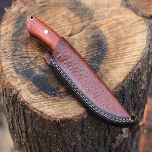 มีดเหล็กดามัสกัสสำหรับตั้งแคมป์กลางแจ้งทำด้วยมือด้ามไม้กุหลาบปลอกหนังปรับแต่งได้ - Product Image 6
