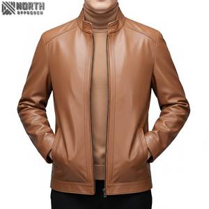 Leather Hoodie Style <b>Jacket</b> <b>Men</b> Zipper Collar Factory Direct High Quality <b>Men</b> Leather <b>Jacket</b> <b>Racer</b> Bomber <b>Jacket</b> Custom - Product Image 1