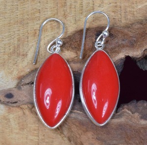 Pendientes de piedras preciosas de Coral rojo para mujeres y niñas, pendientes de Coral rojo de Plata de Ley 925 para, Pendientes colgantes de plata, joyería de plata - Product Image 4