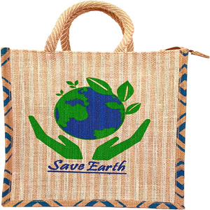 Logo personnalisé de haute qualité sac à lunch en jute sac en toile de coton article personnalisé Style motif lettre Promotion UK - Product Image 6