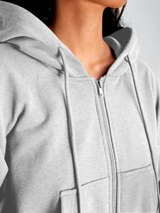 Sweat-shirt zippé à la mode pour femmes veste décontracté confortable grande taille sweats à capuche pour Gym Sports d'hiver course avant Logo-pour - Product Image 4