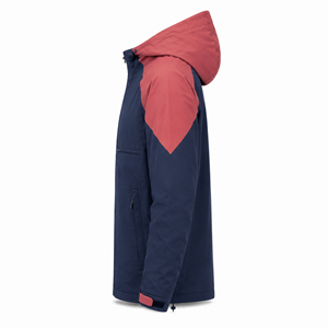 Custom <b>Men's</b> Navy Coral Hooded Windbreaker <b>Jacket</b> Lightweight Water-Resistant Polyester Spandex Outdoor Colorblock Casual Hiking - Product Image 5